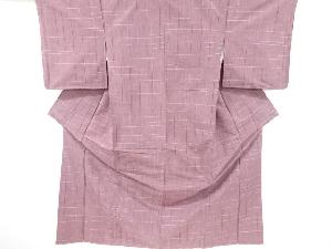 アンティーク　変わり格子織り出し手織り紬着物